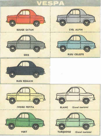 Les couleurs d'origine de la Vespa 400